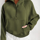 Black Fleece Lined Zip Up Stand Collar Thumbhole Sleeve Sweatshirt