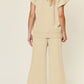 Double Take Texture Ruffle Short Sleeve Top and Drawstring Wide Leg Pants Set