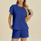 Double Take Full Size Texture T-Shirt and Shorts Set