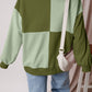 Color Block Half Button Long Sleeve Sweatshirt