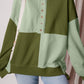 Color Block Half Button Long Sleeve Sweatshirt