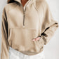 Black Fleece Lined Zip Up Stand Collar Thumbhole Sleeve Sweatshirt