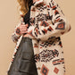 Geometric Button Up Long Sleeve Sherpa Jacket