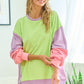 First Love Color Block Long Sleeve Slit Sweatshirt