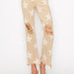 RISEN Full Size High Rise Star Printed Frayed Hem Jeans