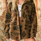 Geometric Button Up Long Sleeve Sherpa Jacket