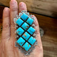 Big Ring - 7.5- kingman turquoise ring and sterling silver