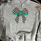 Checkered bow  quarter zip