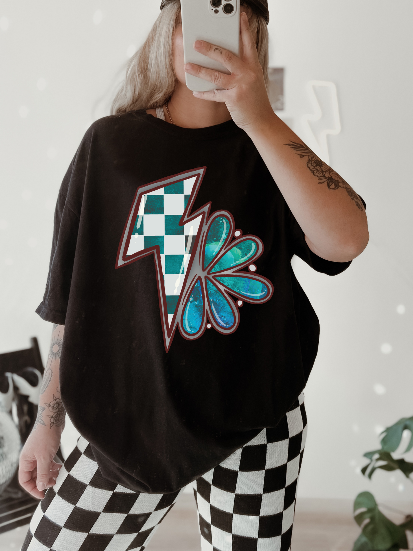 Blue Checkered Bolt Tee