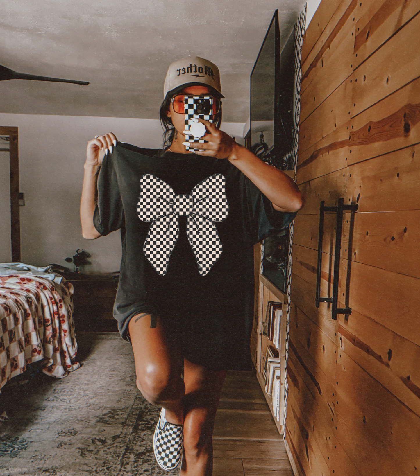 Checkered Bow Tee