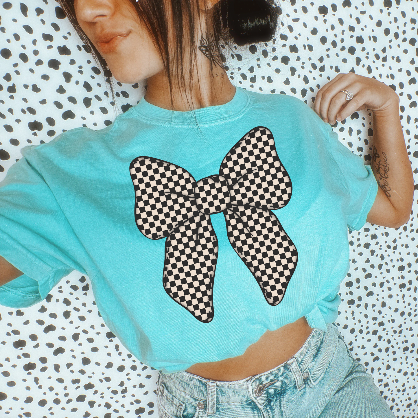 Checkered Bow Tee