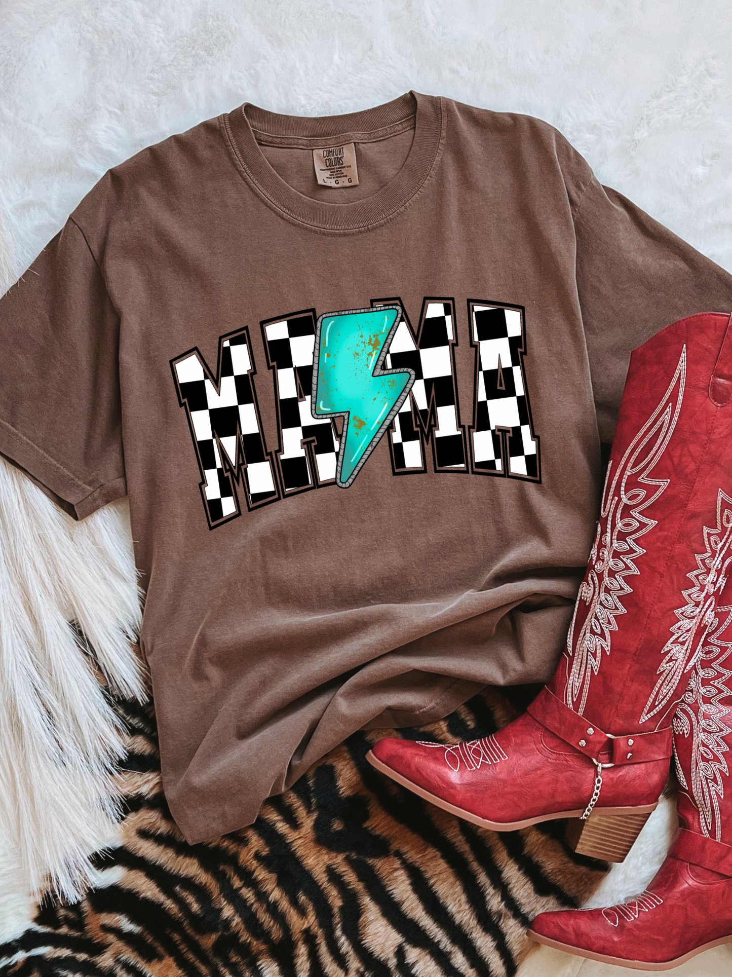 Checkered Mama Bolt Tee