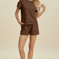 Double Take Full Size Texture Short Sleeve Top and Shorts Set