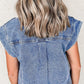 Button Up Cap Sleeve Denim Jacket