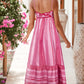 Pink Boho Tassels Spaghetti Strap Midi Dress