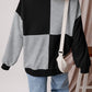 Color Block Half Button Long Sleeve Sweatshirt