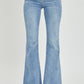 Risen Full Size High Rise Frayed Hem Flare Jeans