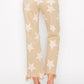 RISEN Full Size High Rise Star Printed Frayed Hem Jeans