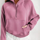 Black Fleece Lined Zip Up Stand Collar Thumbhole Sleeve Sweatshirt