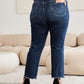 RFM Crop Dylan Full Size Tummy Control Distressed High Waist Raw Hem Jeans