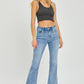 Risen Full Size High Rise Frayed Hem Flare Jeans