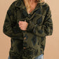 Geometric Button Up Long Sleeve Sherpa Jacket