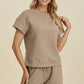 Double Take Full Size Texture Short Sleeve Top and Shorts Set