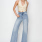 RISEN High Rise Crop Wide Fray Hem Jeans