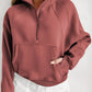 Black Fleece Lined Zip Up Stand Collar Thumbhole Sleeve Sweatshirt