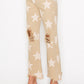 RISEN Full Size High Rise Star Printed Frayed Hem Jeans