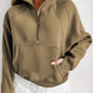 Black Fleece Lined Zip Up Stand Collar Thumbhole Sleeve Sweatshirt