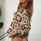 Crochet Patchwork Round Neck Pullover Sweater Top