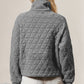 Double Take Half Zip Long Sleeve Quilted Sweatshirt with Pocket