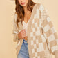 Annie Wear Checkered Open Front Drop Shoulder Cardigan