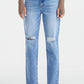 BAYEAS High Waist Distressed Cat's Whiskers Washed Straight Jeans