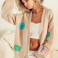 BiBi Flower Embroidery Open Front Cardigan