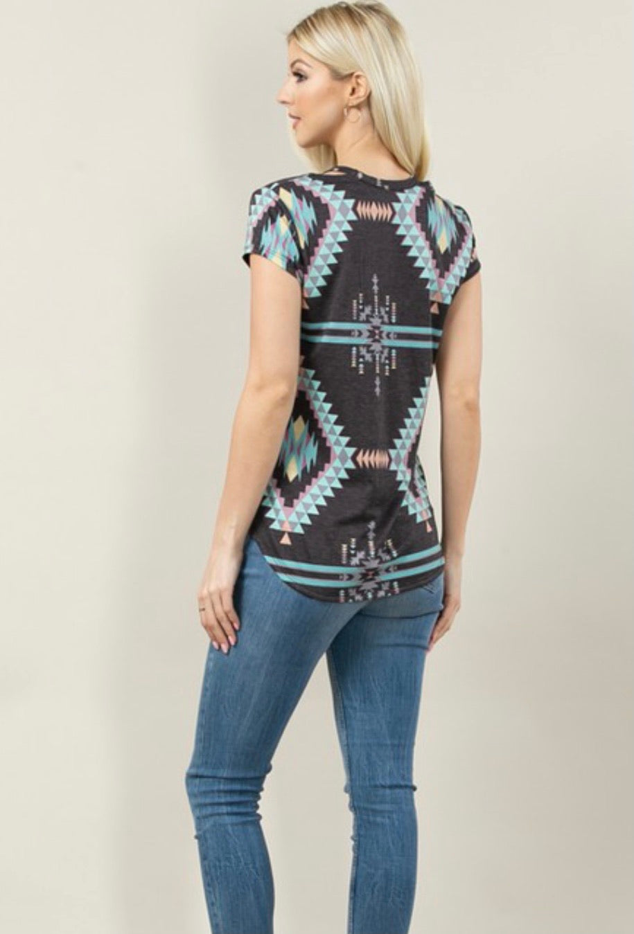 Aztec V-Neck Detail top