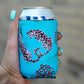 Leopards on Turquoise can cooler